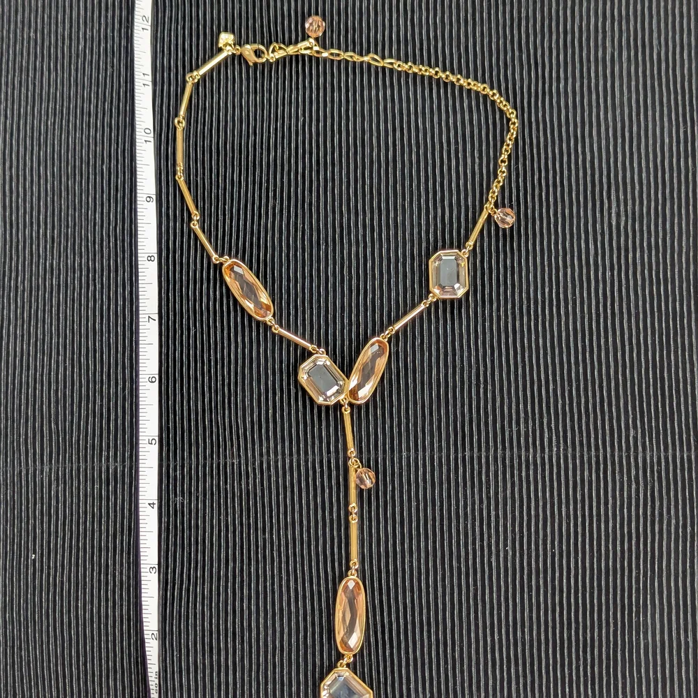 Authentic Swarovski Gold Plated Amber Topaz Austrian Crystal Necklace - Picture 7 of 10